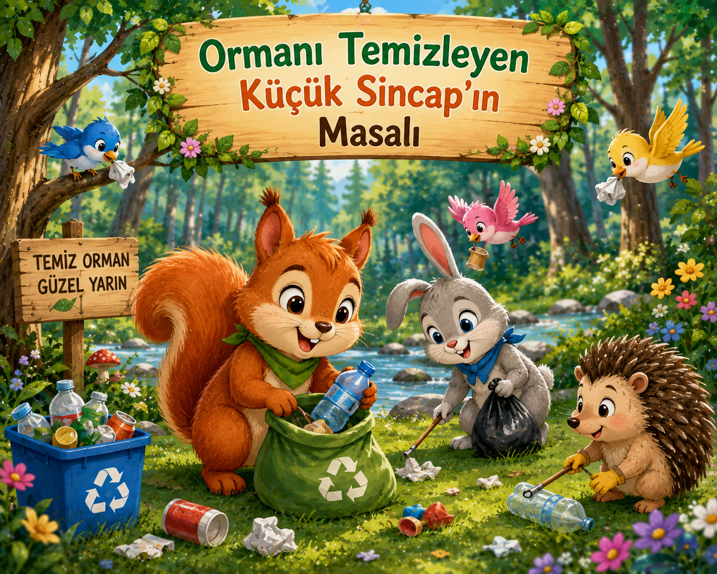 Ormanı Temizleyen Küçük Sincap'ın Masalı